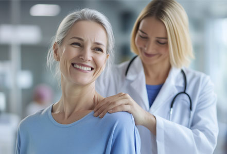 image_surgeonandpatient Surgeon consulting with spinal implant patient